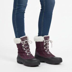 Columbia Thermolite  Suede Winter Boots  Faux Fur Cuff Burgundy Water Resistant